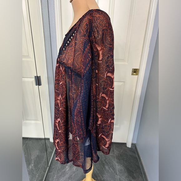 Abercrombie & Fitch Floral Babydoll Sheer Flowy Bohemian Hippie Top - Picture 5 of 10